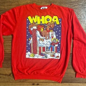 Shotgun Red • Whoa • Retro • Vintage • Christmas • Large • Cowboy • Kids Sweater